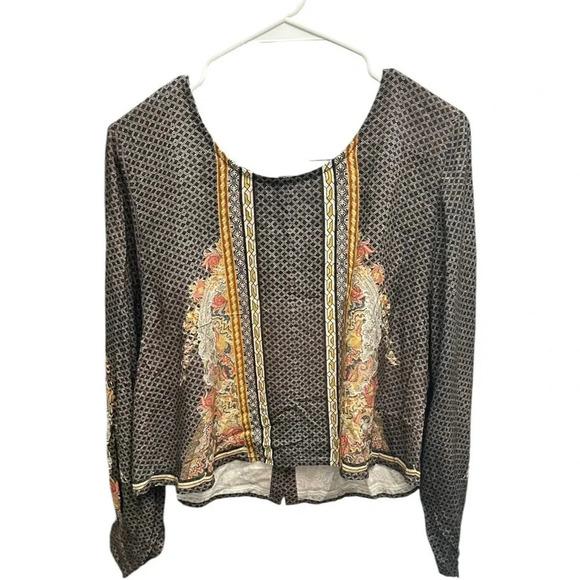 Anthropologie x Bl^nk London Cropped Button Back Boho Top Women’s Size Medium - Picture 2 of 6